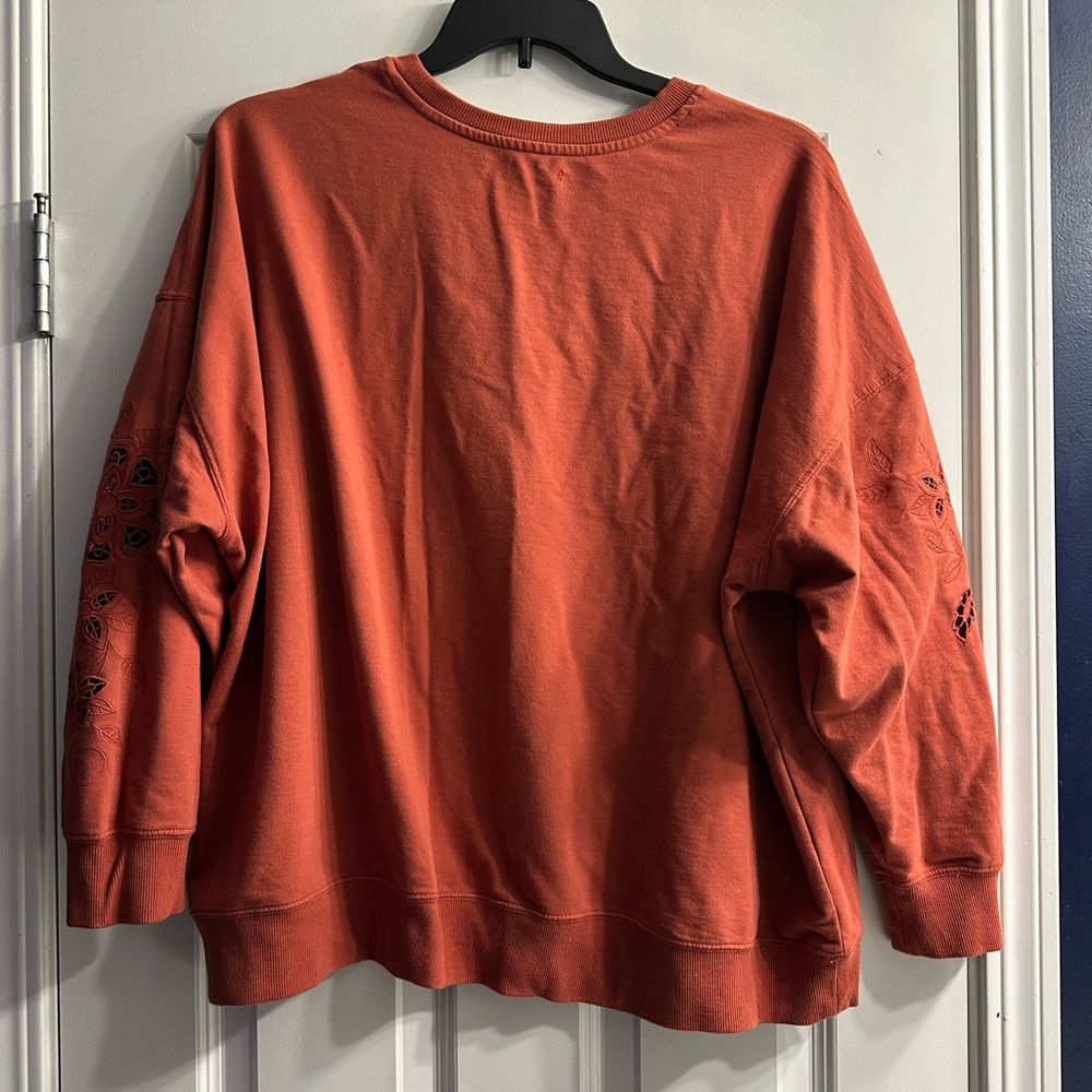 Maurices Orange Sweatshirt with Embroidered Sleeves - Picture 2 of 2